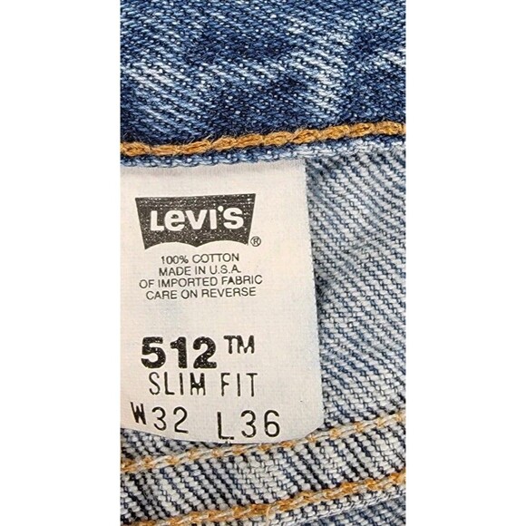 Vintage Levis 512 Jeans Mens 33x34 Slim Straight Blue High Distressed Y2K USA - Picture 11 of 15